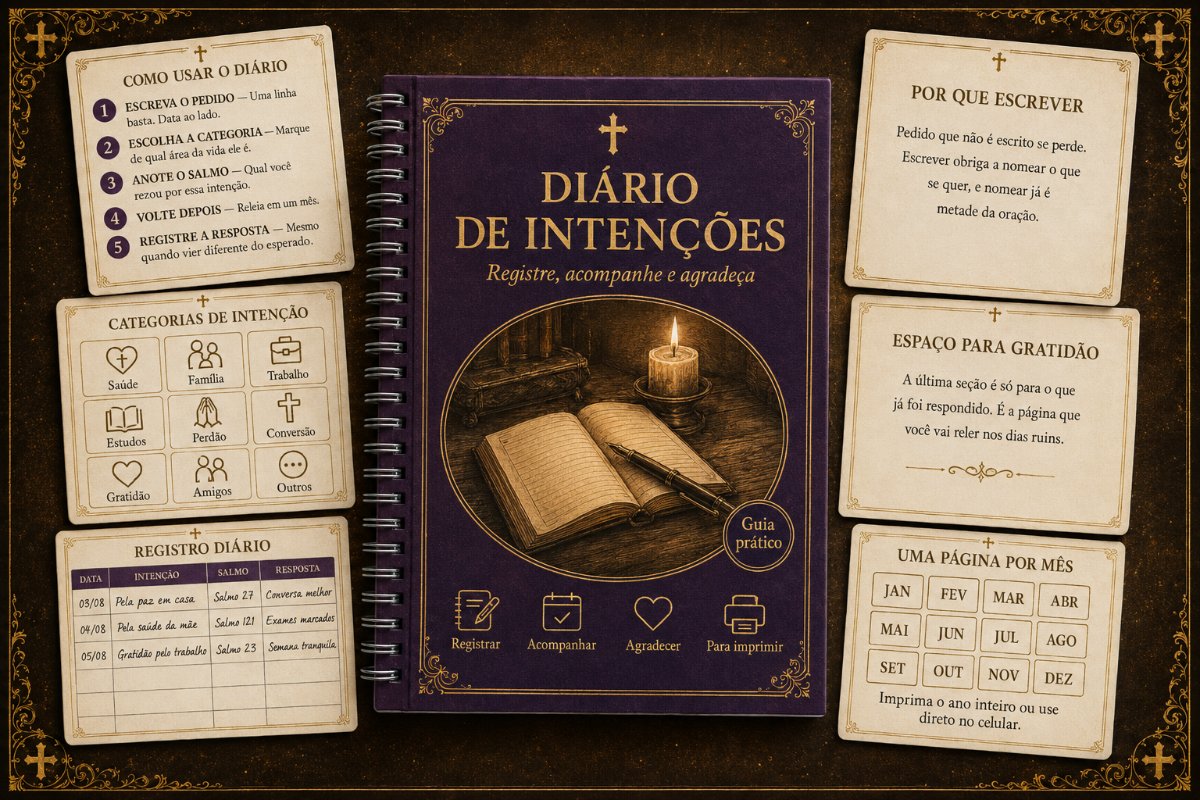 Capa e páginas internas do bônus Diário de Intenções