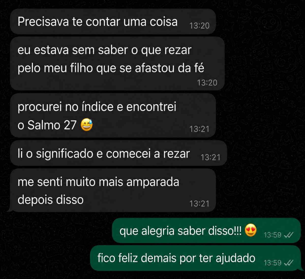 Depoimento de mãe que encontrou o Salmo 27 para o filho que se afastou da fé