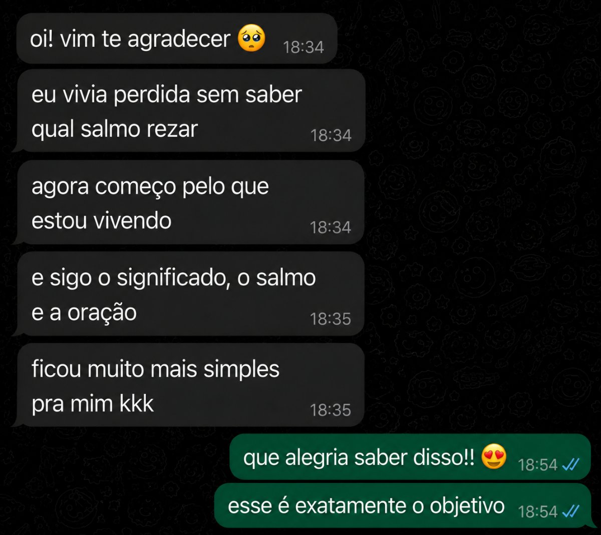 Agradecimento de quem encontrou facilidade em rezar com o significado e oração do salmo