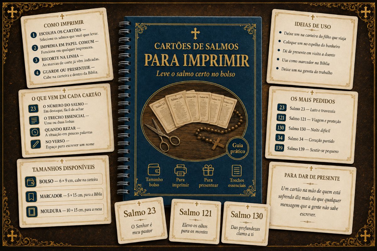 Capa e cartões do bônus Cartões de Salmos para Imprimir